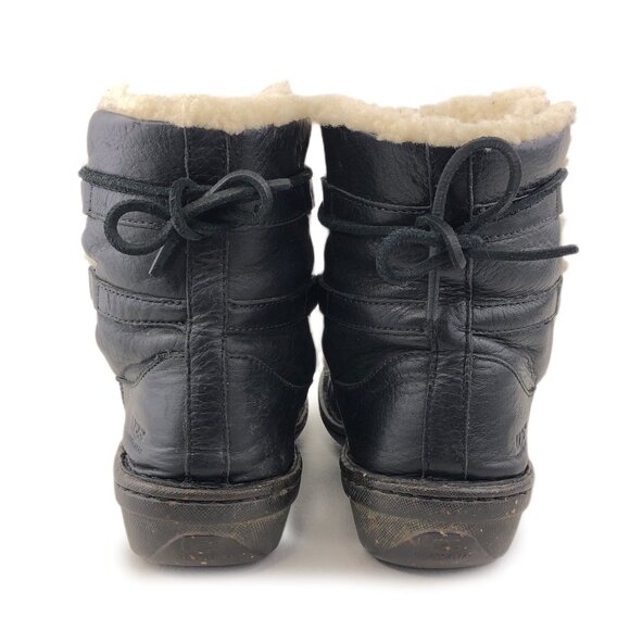 UGG Caspia Black Leather Winter Ankle Boots 8 - Picture 6 of 13